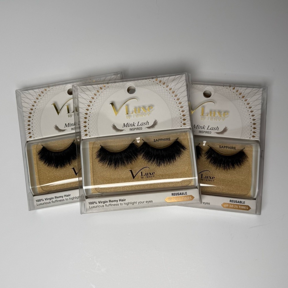 VLuxe by iEnvy 3 Pack SAPPHIRE Mink Lash Inspired 100% Virgin Remy Hair Reusable